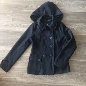 American Eagle Navy Hooded Peacoat